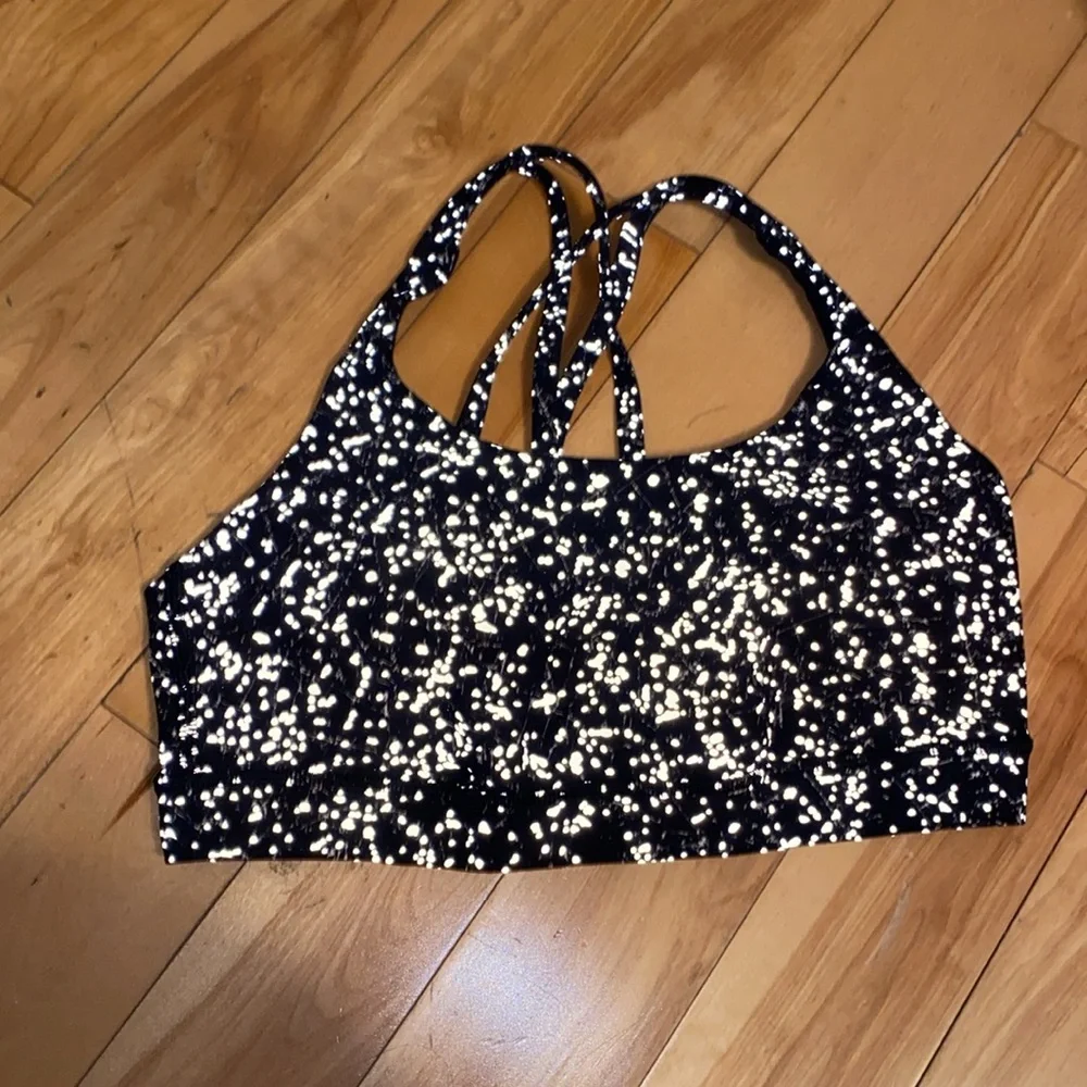 Lululemon Reflective Black and White Speckled Sports Bra - Picture 1 of 6